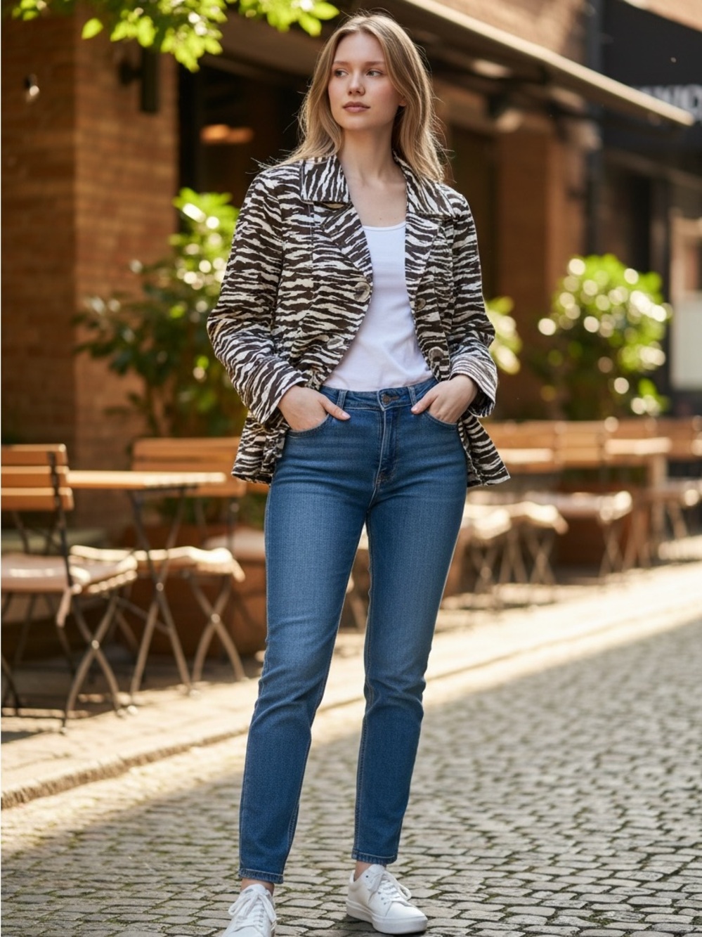 Nomadic Traders Black & White Zebra Print Blazer
